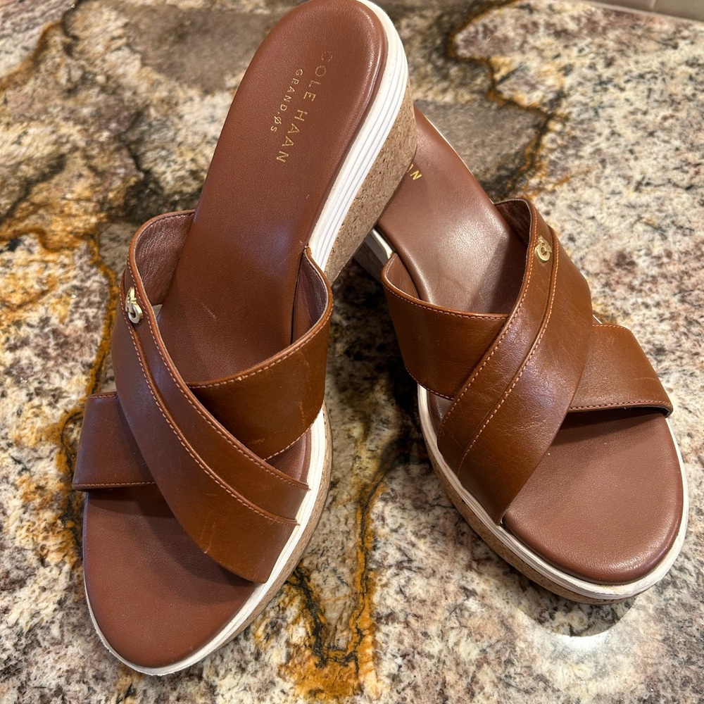 Cole Haan Brown Leather Sandals with Timeless Appeal